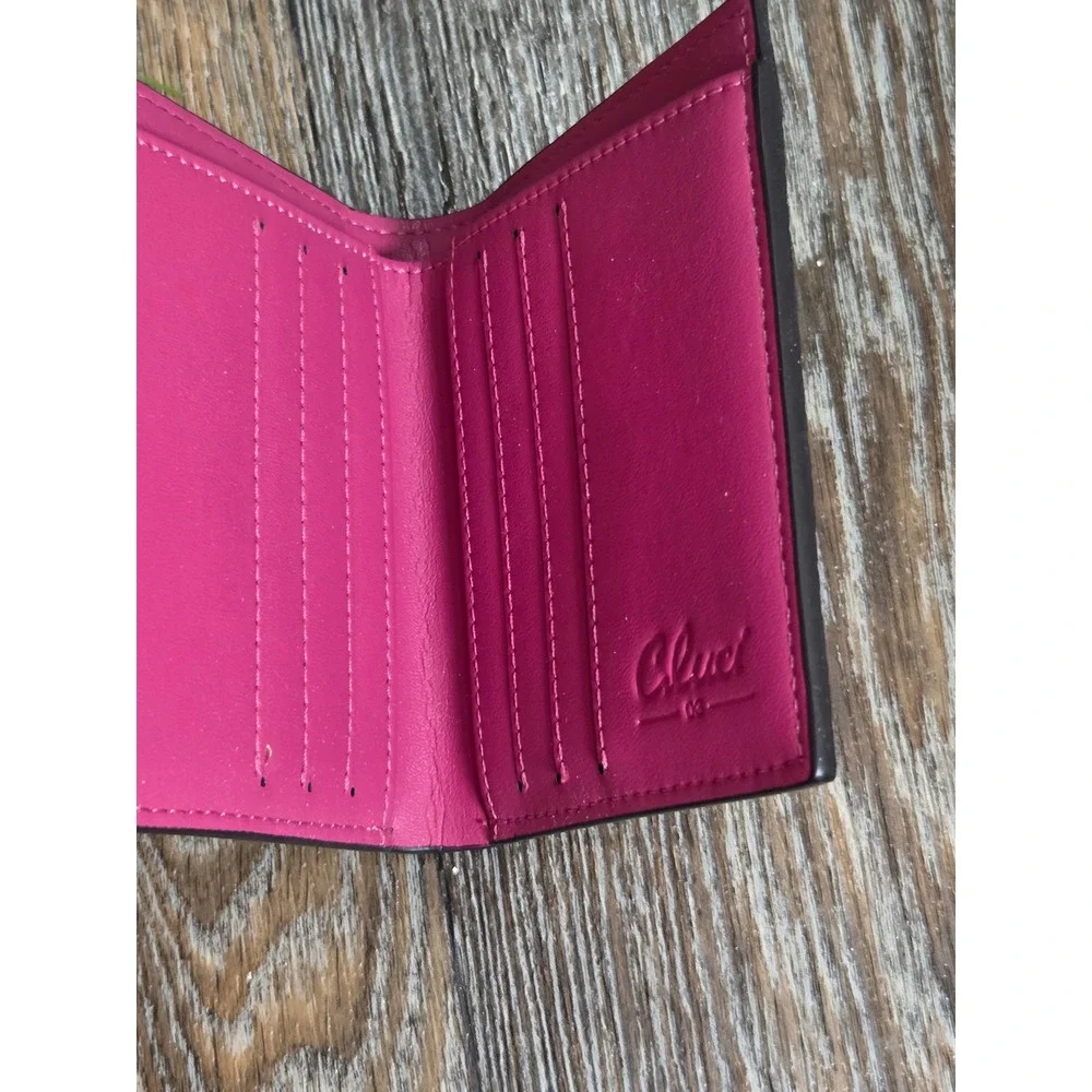 Cluci Gold Croc Embossed Bifold Wallet Pink Interior H Hardware Small Purse